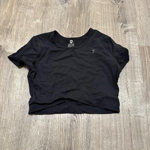 Black Crop Fitted Workout Top